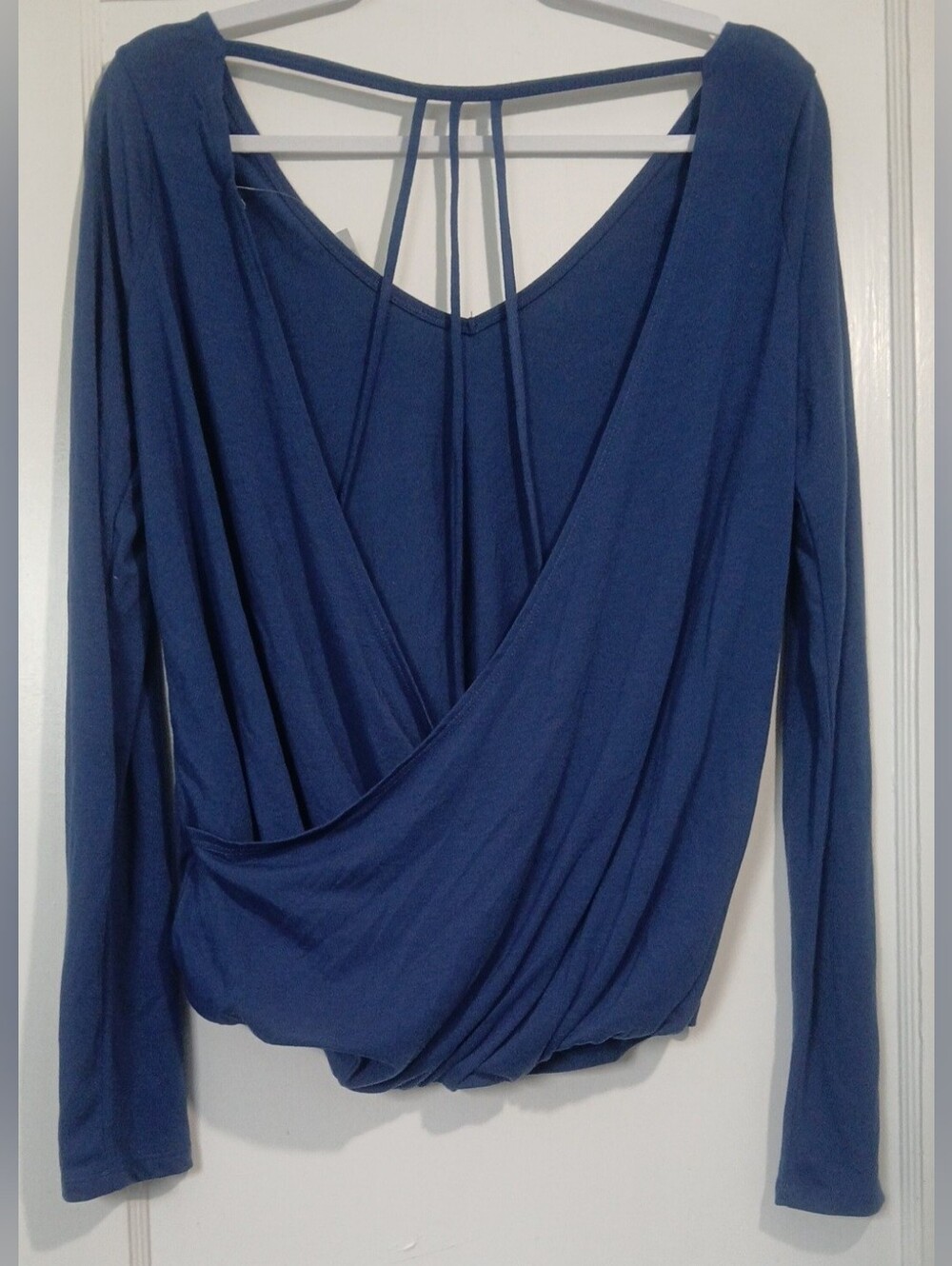 Maurices Blue Long Sleeve V-Neck Top with Strappy Back NWT - Picture 9 of 9